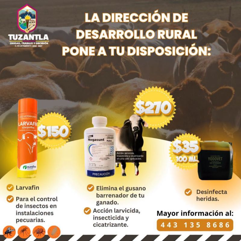 Apoyo a productores ganaderos: medicamento para el cuidado del ganado